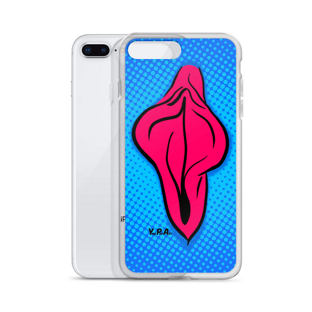 iPhone-Hülle YoniPopArt "pink flaps on blue points #2"