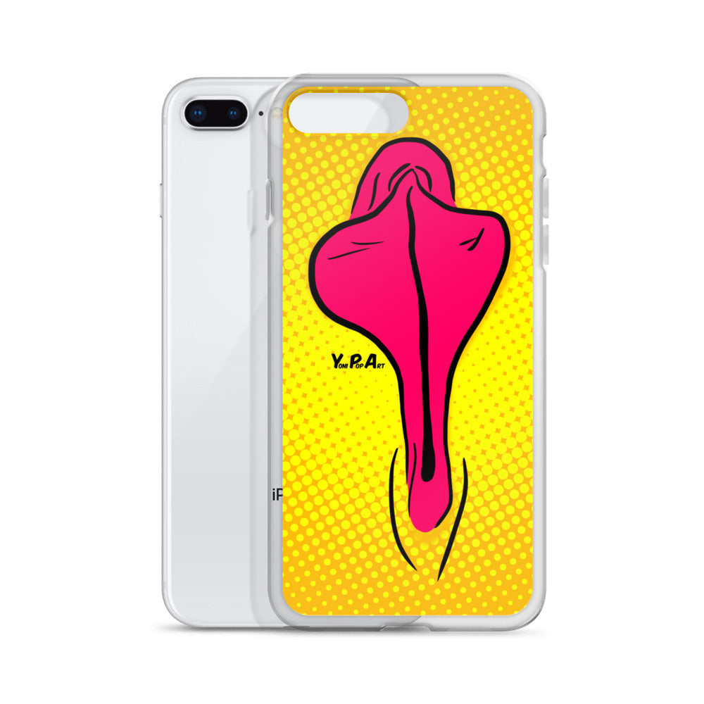 iPhone-Hülle YoniPopArt "pink flaps on yellow"