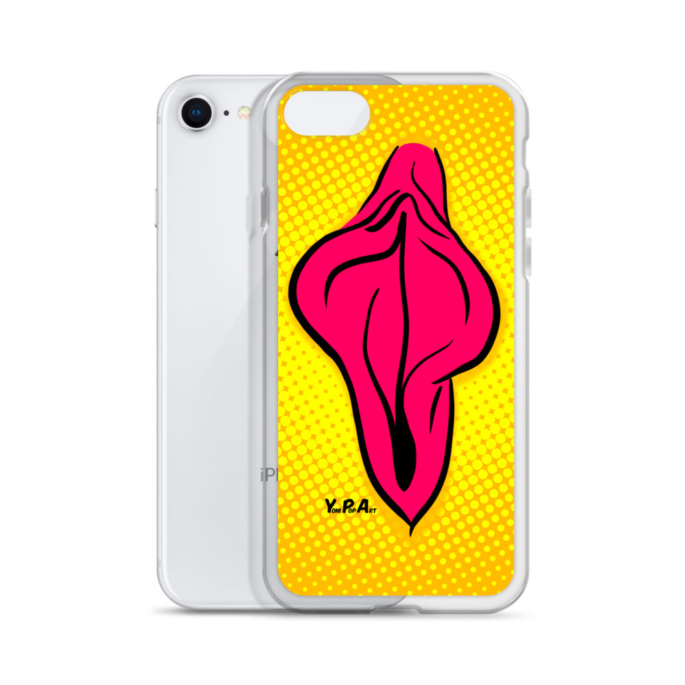 iPhone-Hülle YoniPopArt "pink flaps on yellow #2"