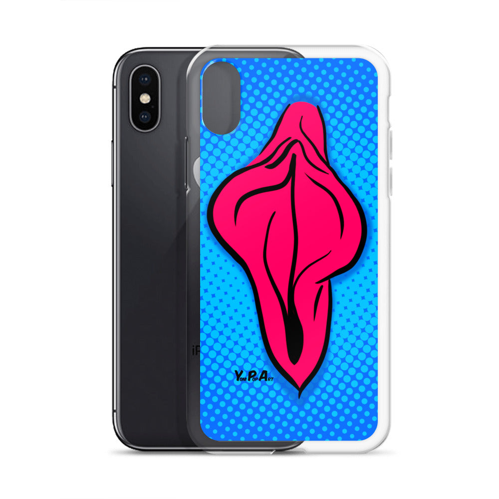 iPhone-Hülle YoniPopArt "pink flaps on blue points #2"