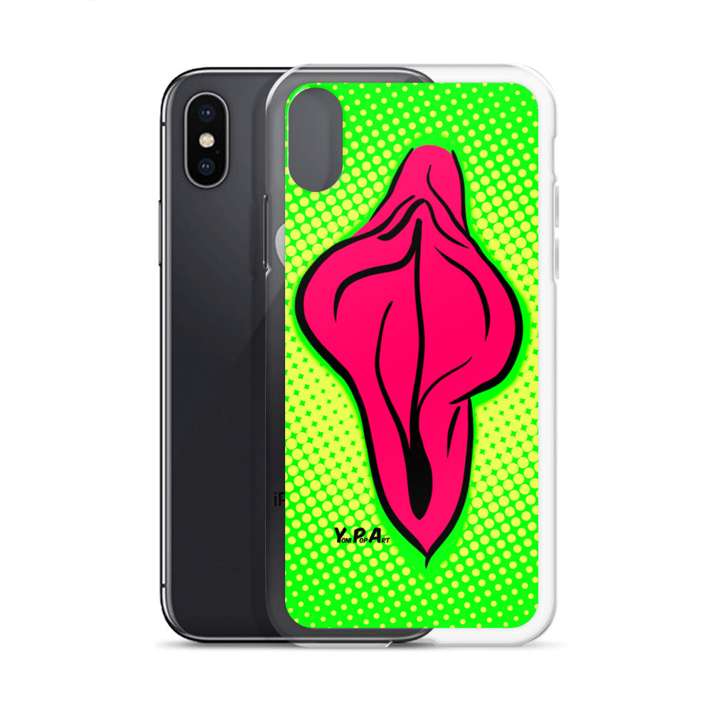 iPhone-Hülle YoniPopArt "pink flaps on green points #2"