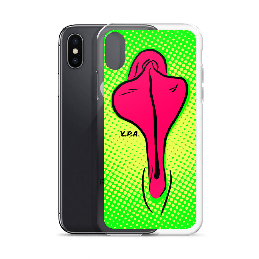 iPhone-Hülle YoniPopArt "pink flaps on green points"