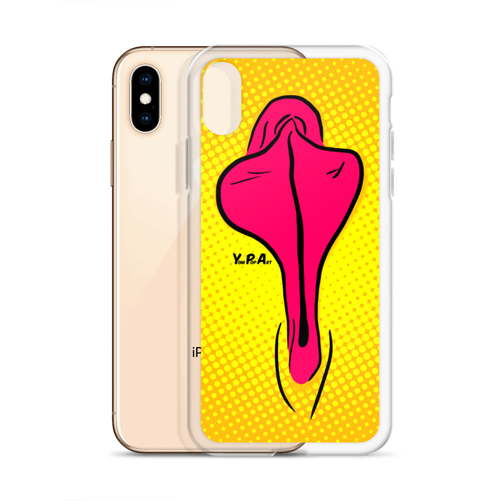 iPhone-Hülle YoniPopArt "pink flaps on yellow"