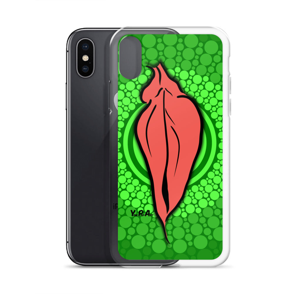 iPhone-Hülle YoniPopArt "pink flaps on green points #3"