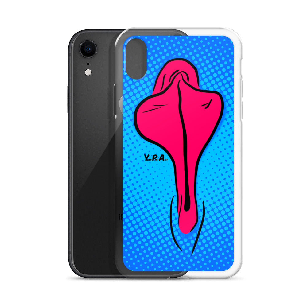 iPhone-Hülle YoniPopArt "pink flaps on blue points"