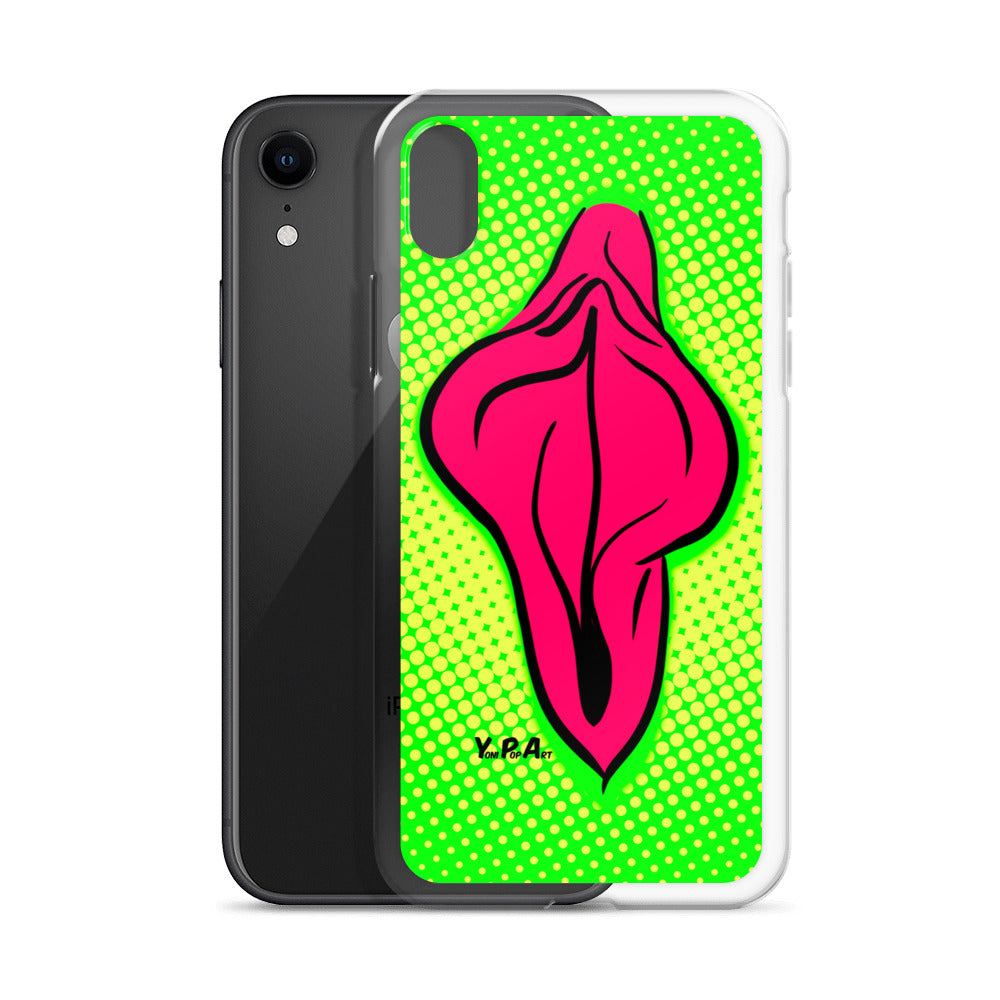 iPhone-Hülle YoniPopArt "pink flaps on green points #2"