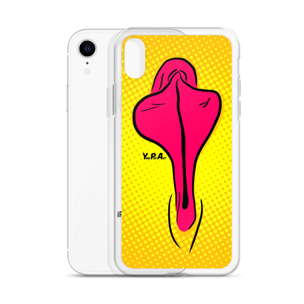 iPhone-Hülle YoniPopArt "pink flaps on yellow"