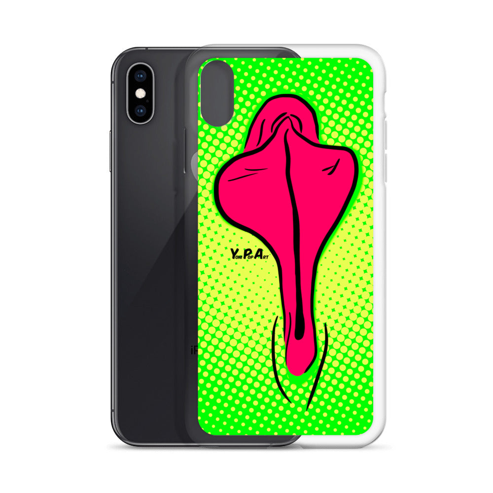 iPhone-Hülle YoniPopArt "pink flaps on green points"