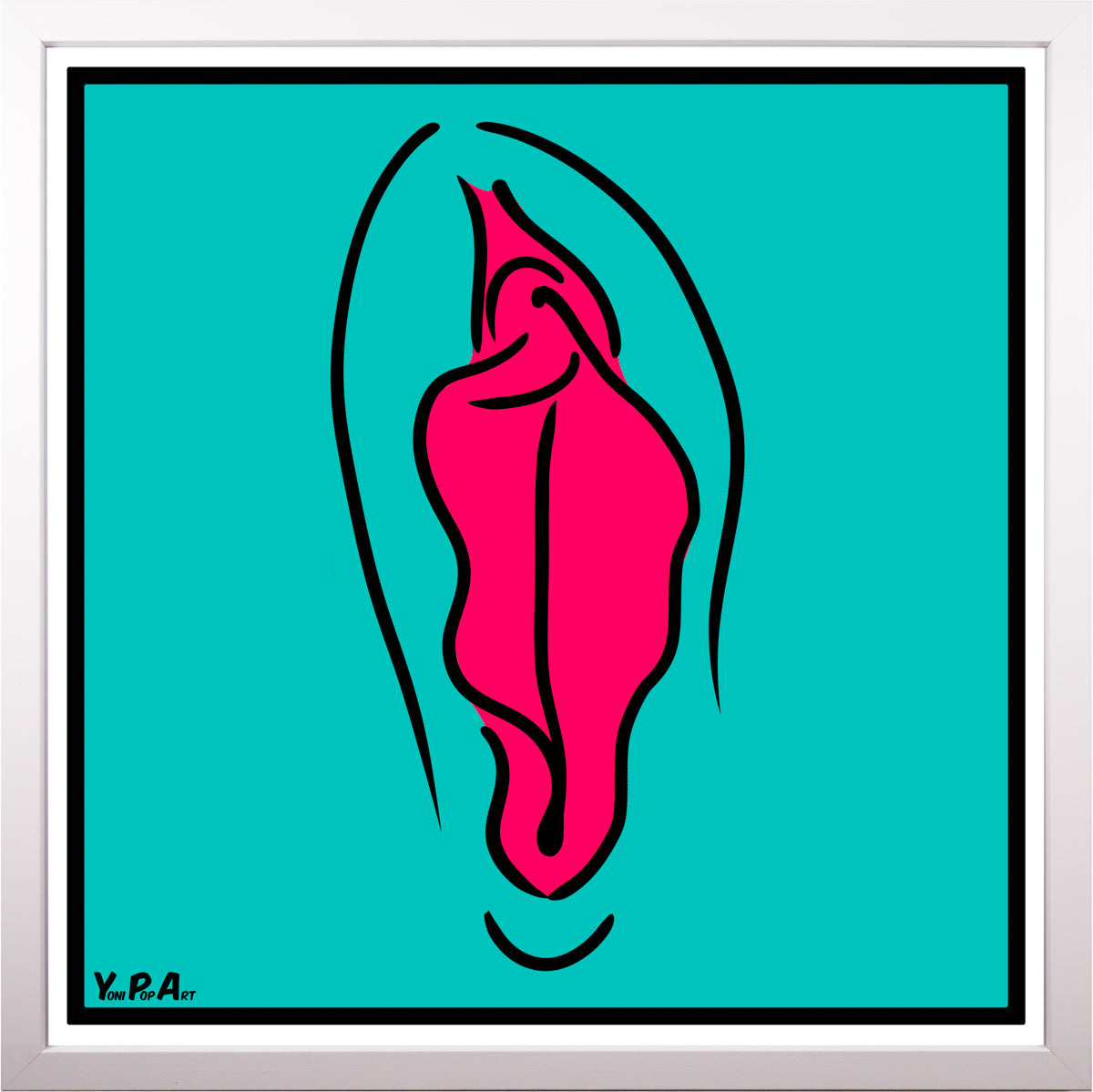 YoniPopArt "Pink on inverse colour" inklusive Echtholz-Rahmen