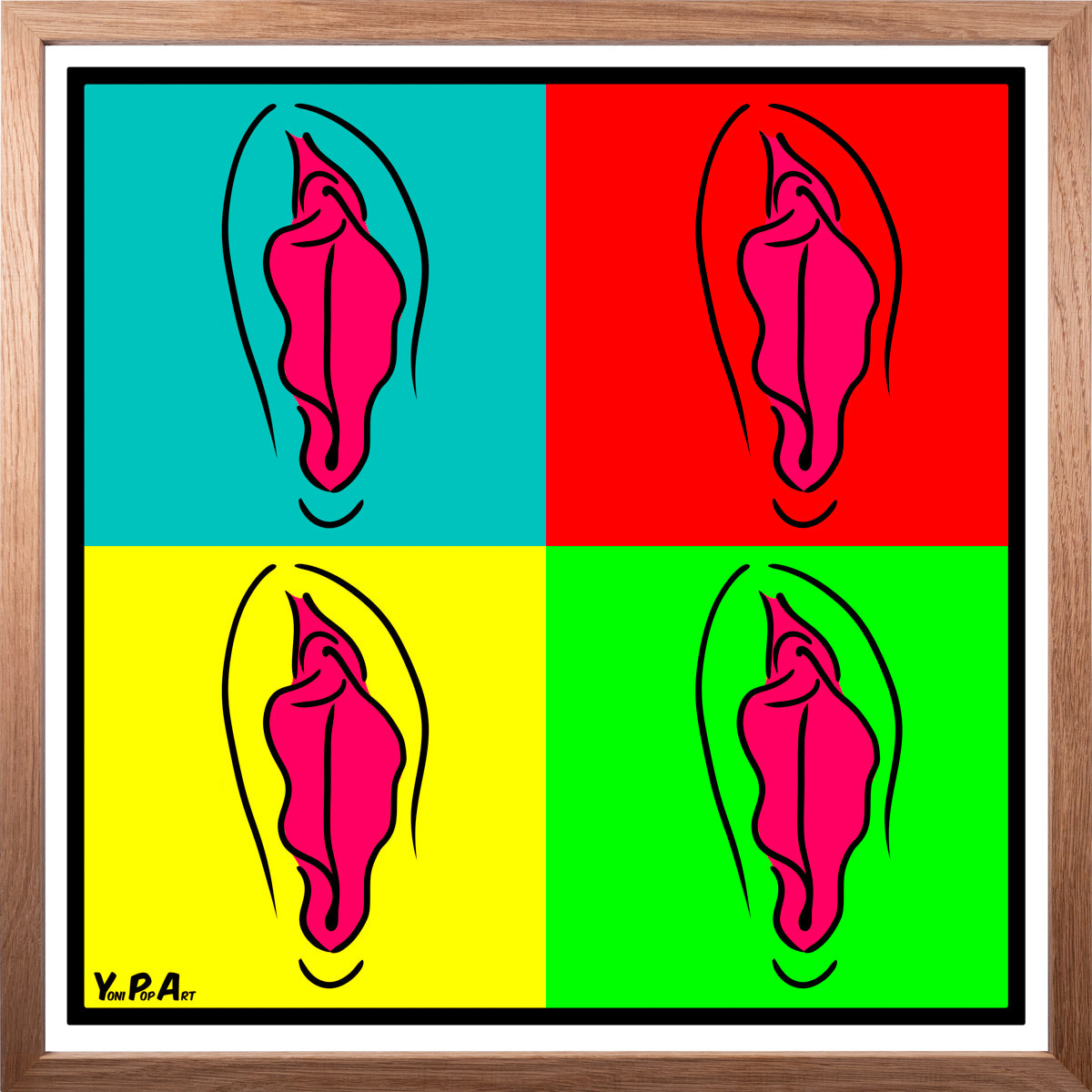 YoniPopArt "Pink pop collection 1" inklusive Echtholz-Rahmen
