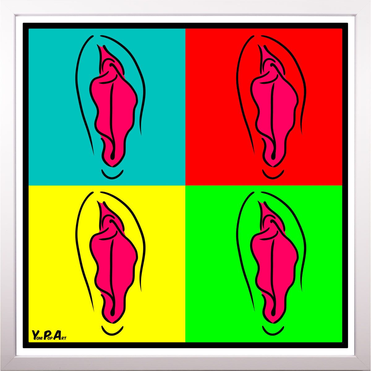 YoniPopArt "Pink pop collection 1" inklusive Echtholz-Rahmen