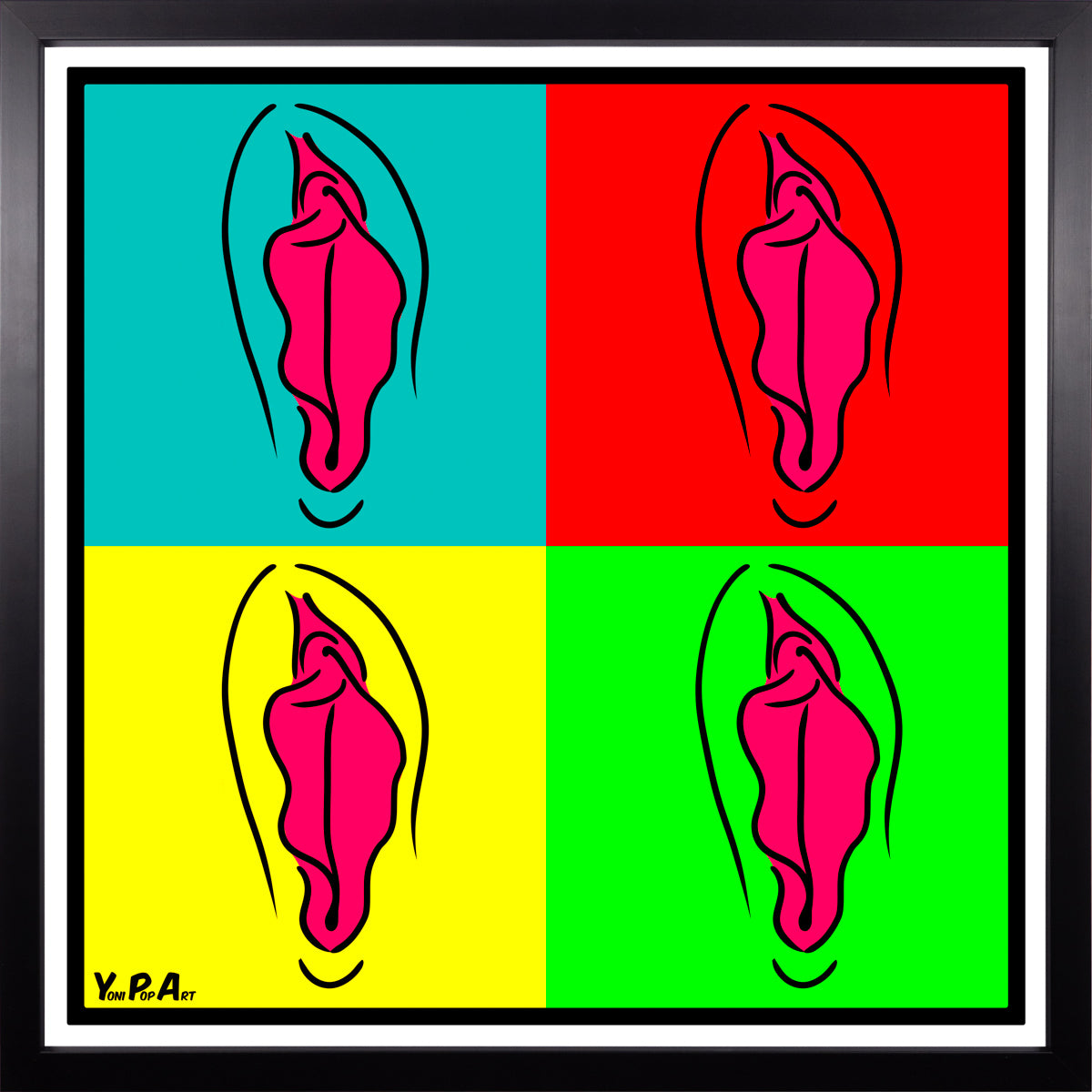 YoniPopArt "Pink pop collection 1" inklusive Echtholz-Rahmen