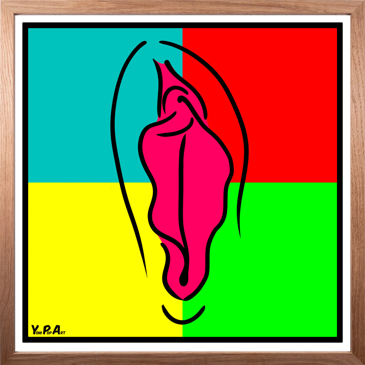 YoniPopArt "Pink pop 1" inklusive Echtholz-Rahmen