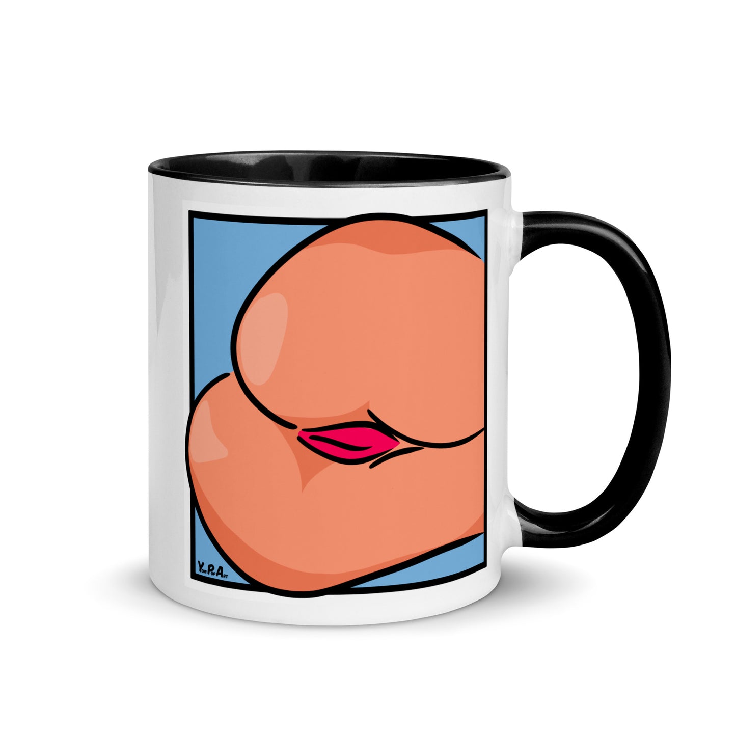 Tasse YoniPopArt "Backside #3 on blue" mit farbiger Innenseite