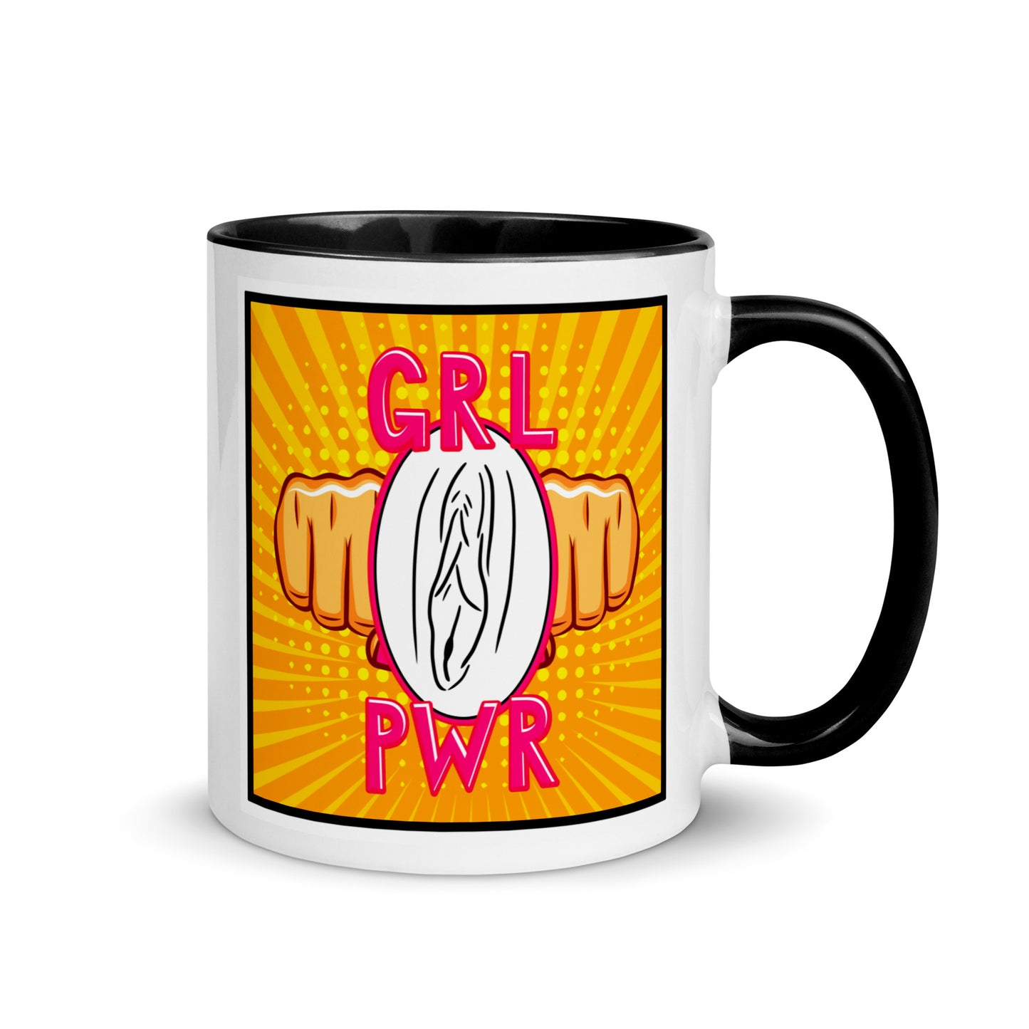 Tasse YoniPopArt "GRLPWR" mit farbiger Innenseite