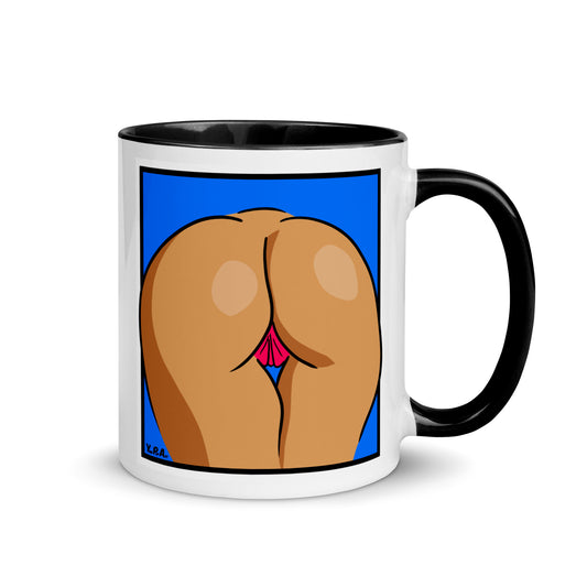 Tasse YoniPopArt "Backside on blue 1" mit farbiger Innenseite