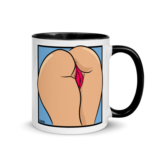 Tasse YoniPopArt "Backside on blue" mit farbiger Innenseite