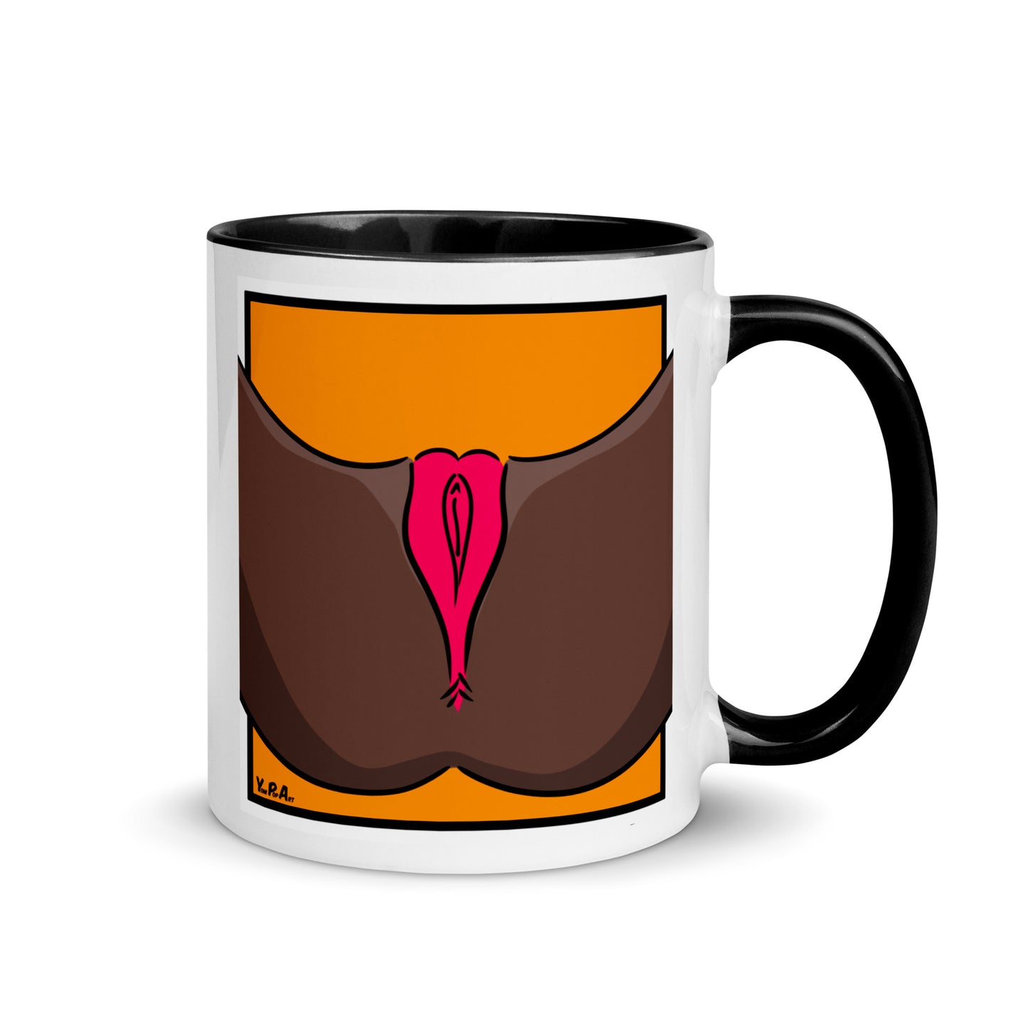 Tasse YoniPopArt "Pink on orange" mit farbiger Innenseite