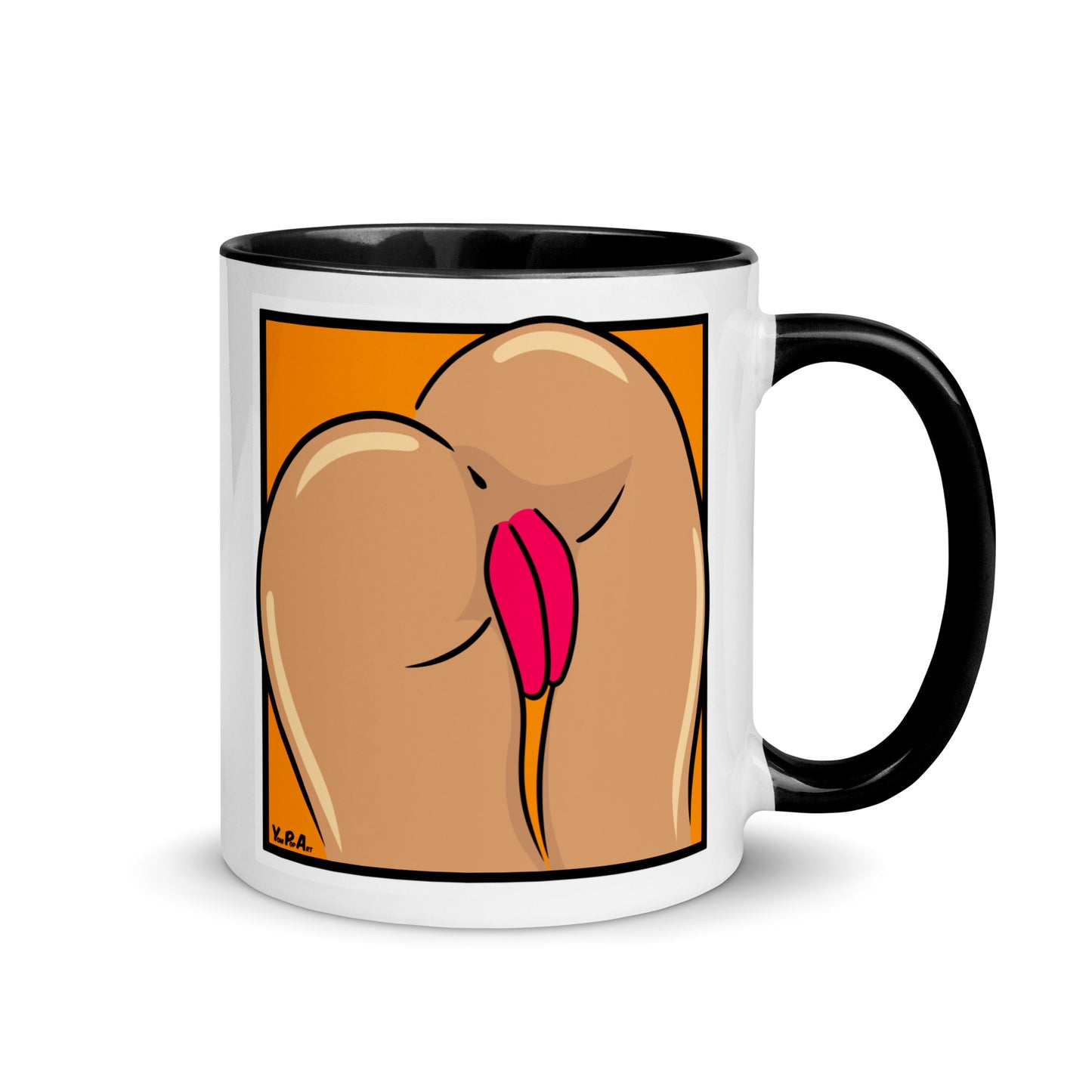 Tasse YoniPopArt "Backside #4 on orange" mit farbiger Innenseite