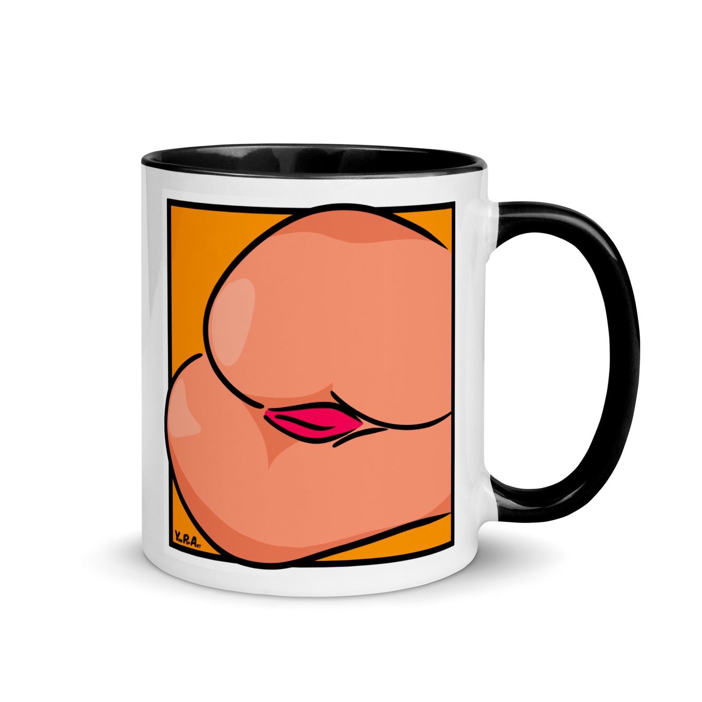 Tasse YoniPopArt "Backside #3 on orange" mit farbiger Innenseite