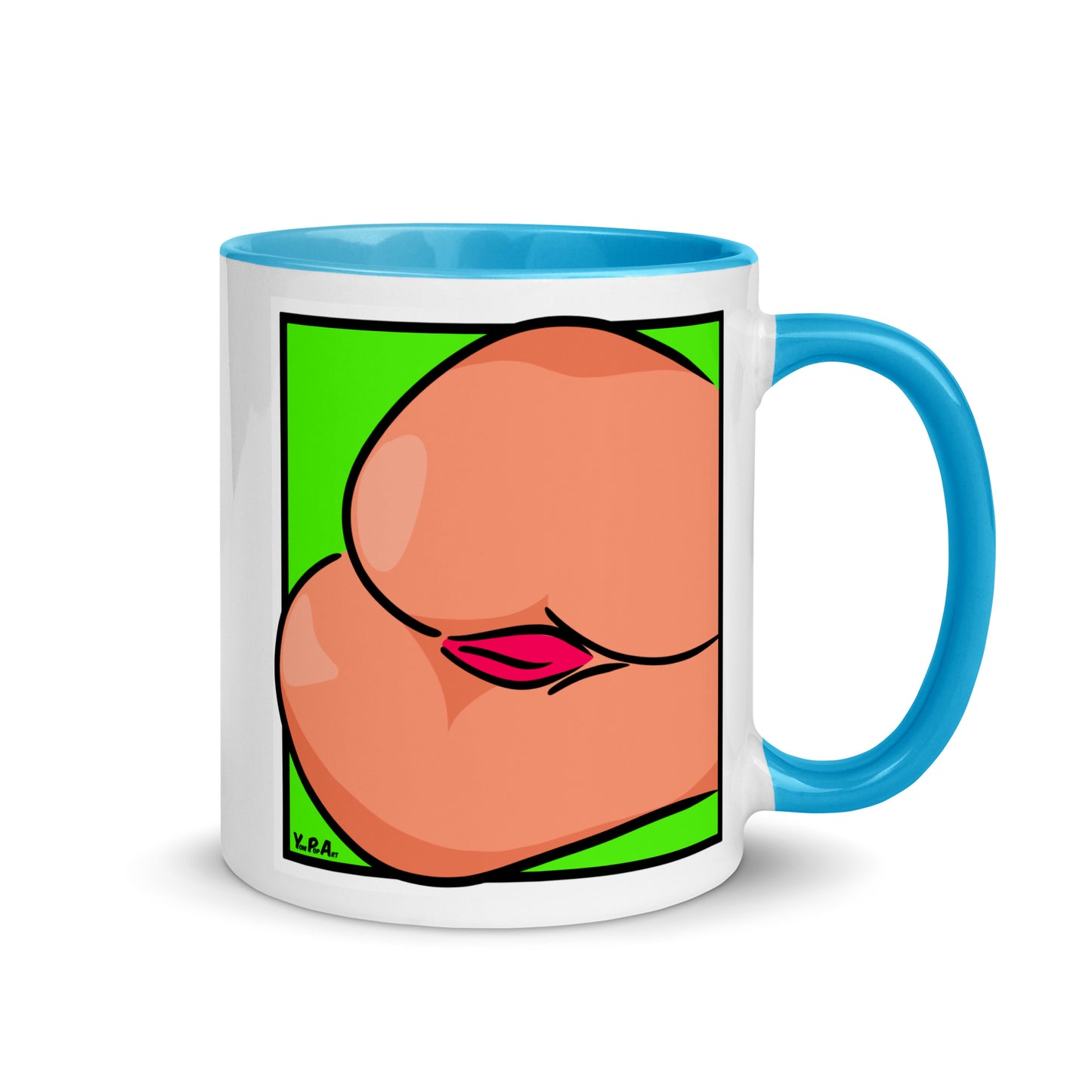 Tasse YoniPopArt "Backside #3 on green" mit farbiger Innenseite
