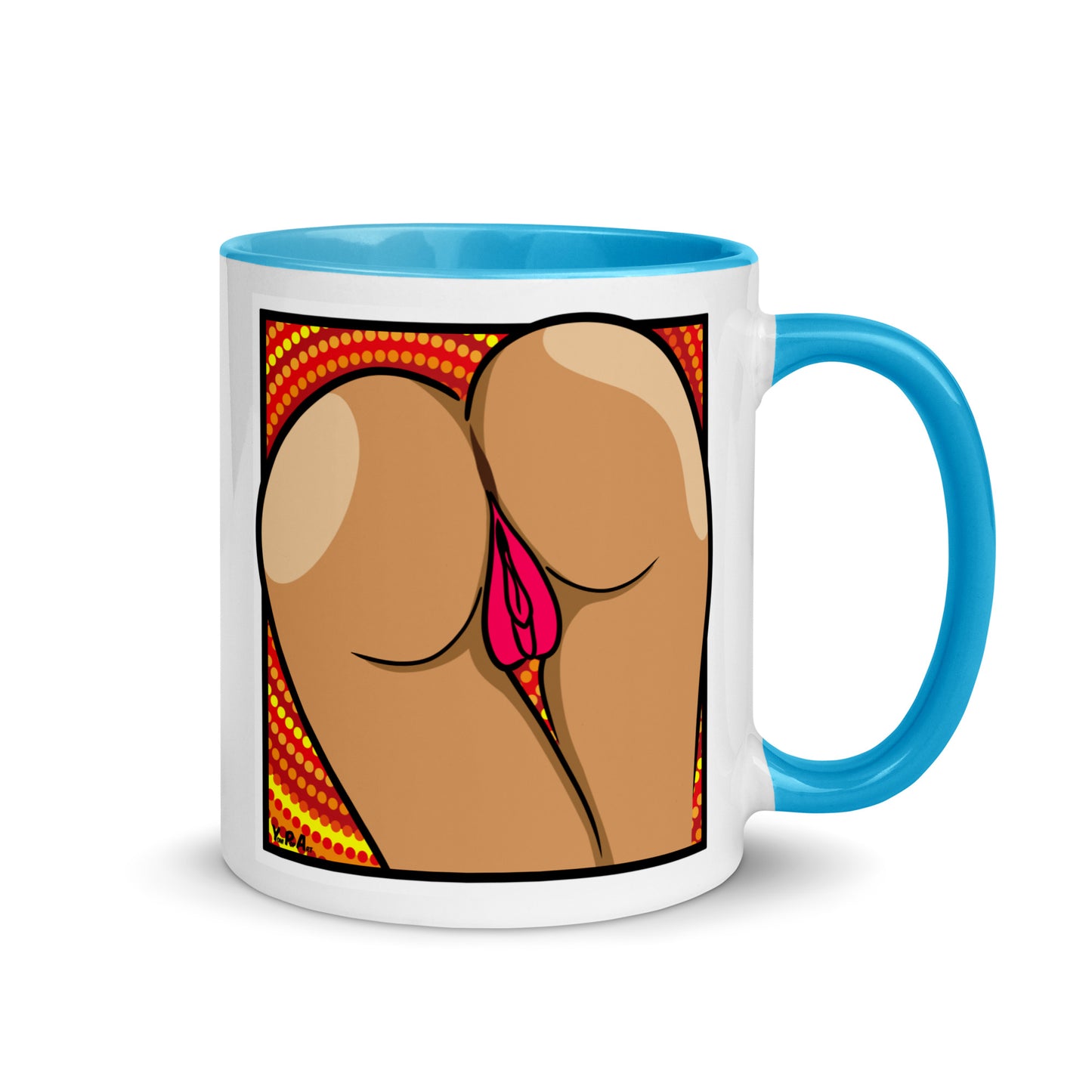 Tasse YoniPopArt "two lips backside" mit farbiger Innenseite
