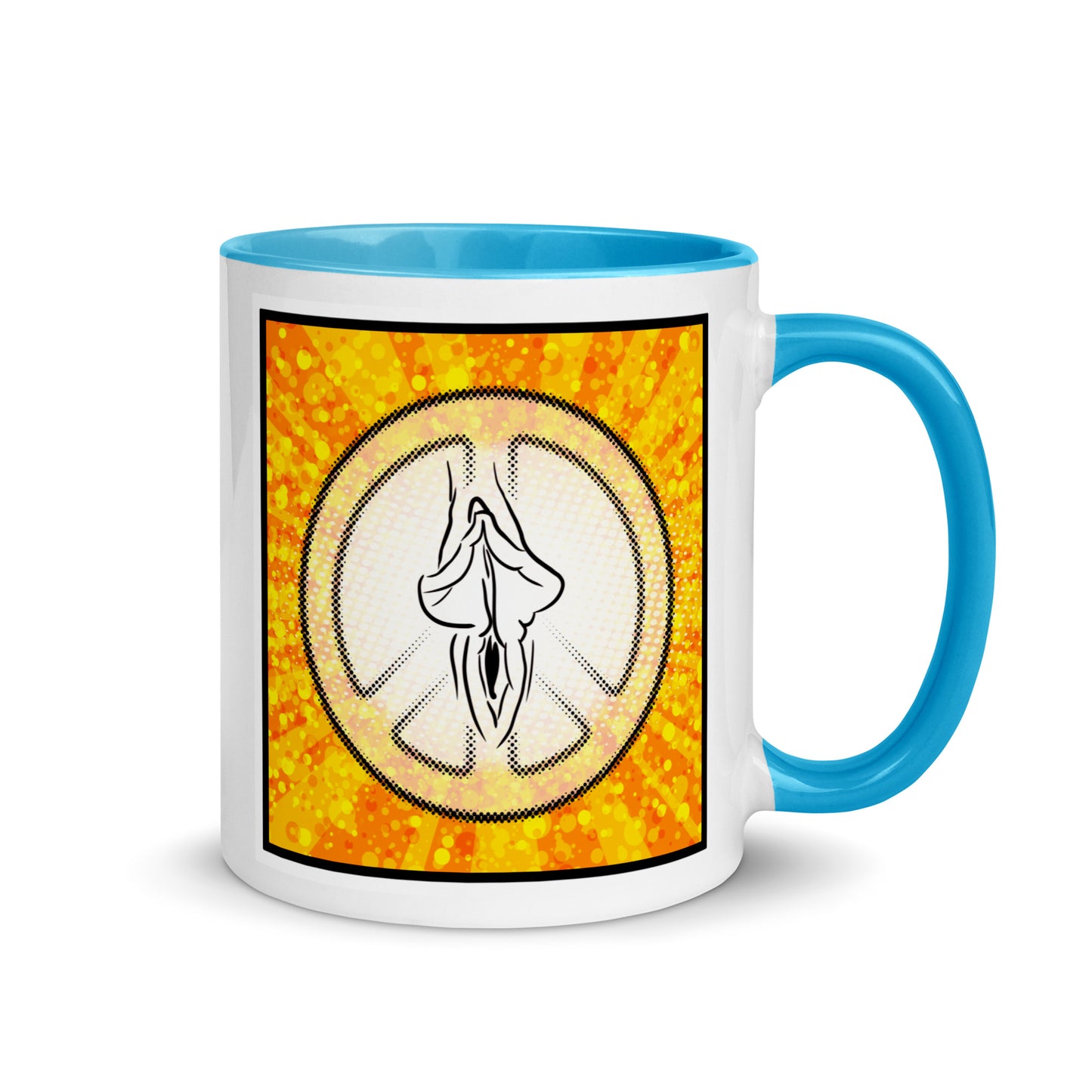 Tasse YoniPopArt "Peace" mit farbiger Innenseite