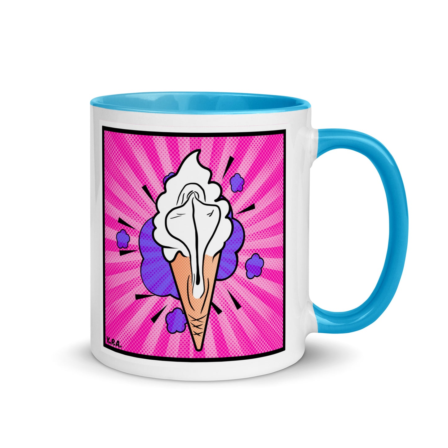Tasse YoniPopArt "lick' it" mit farbiger Innenseite