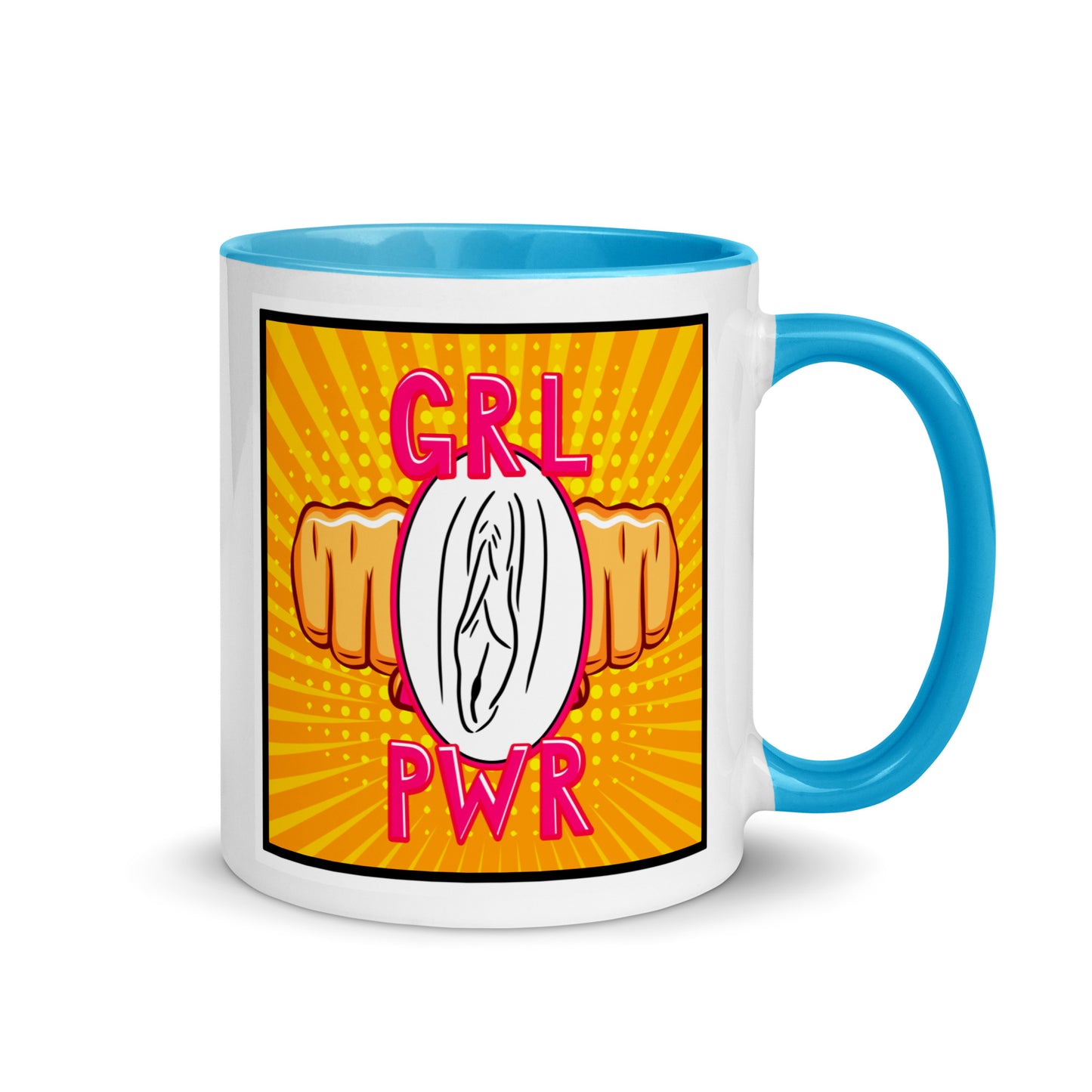 Tasse YoniPopArt "GRLPWR" mit farbiger Innenseite