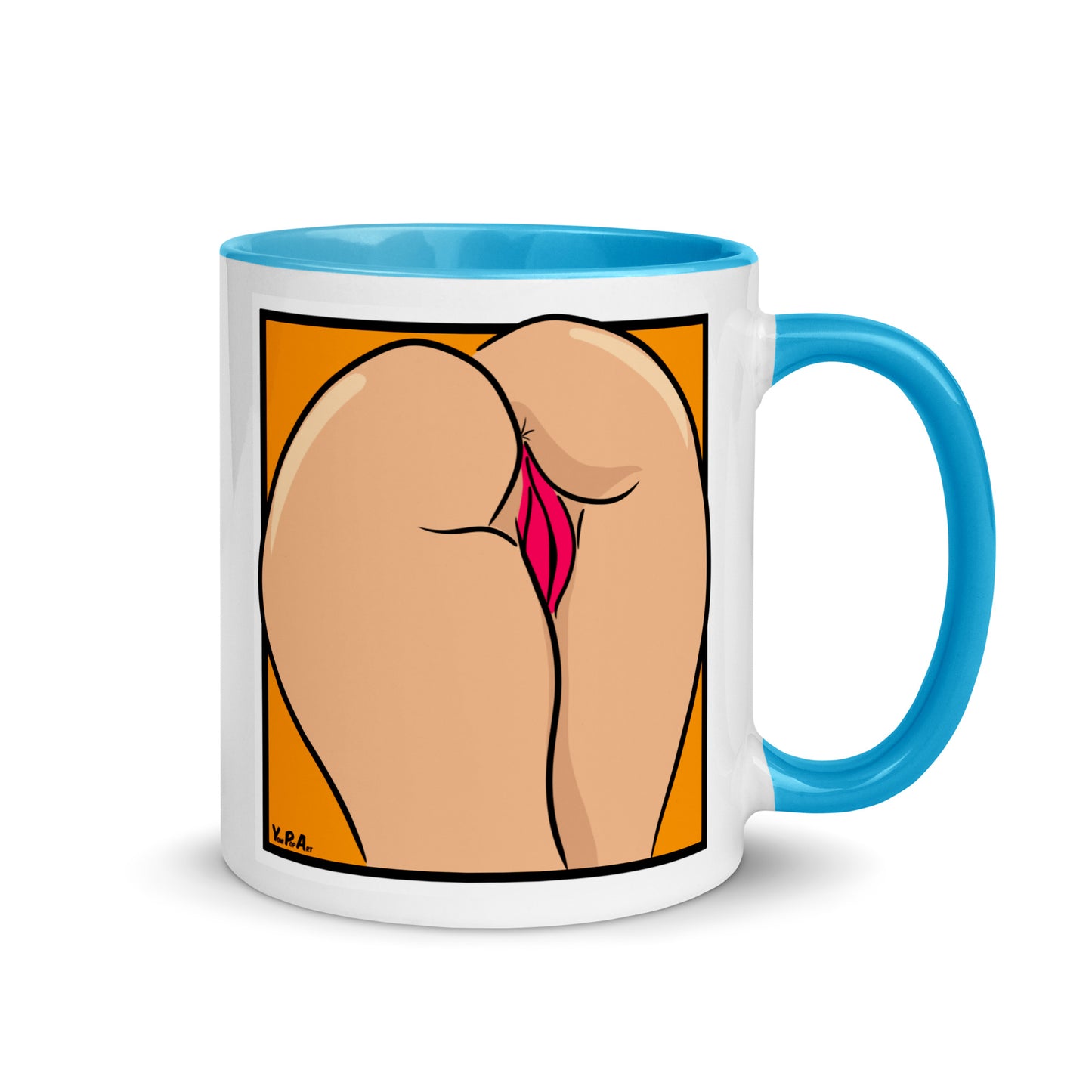 Tasse YoniPopArt "Backside on orange" mit farbiger Innenseite