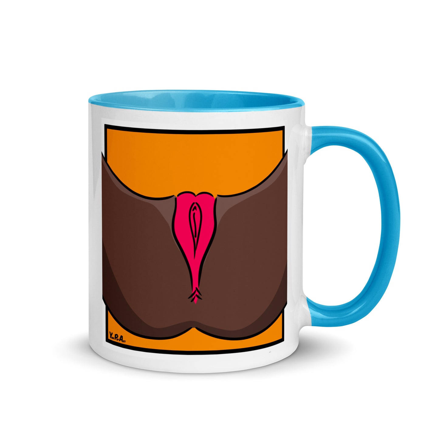 Tasse YoniPopArt "Pink on orange" mit farbiger Innenseite