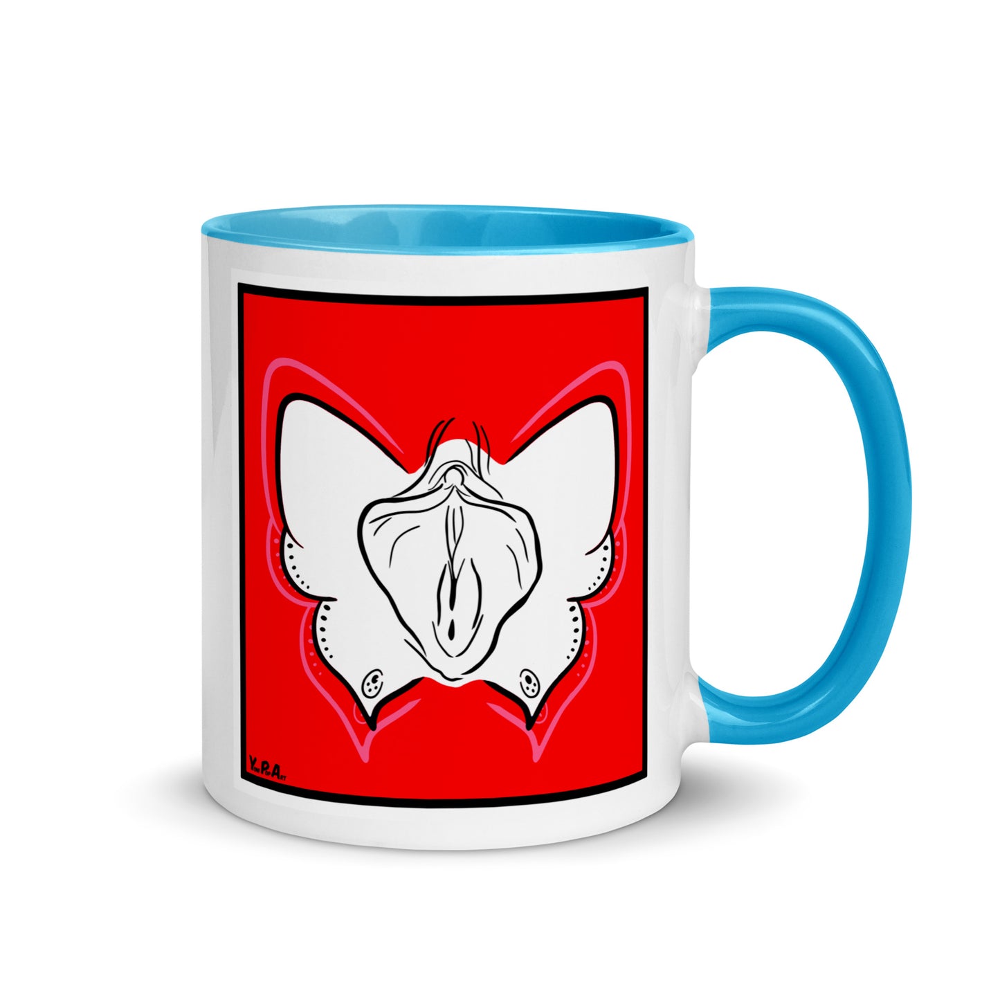 Tasse YoniPopArt "Butterfly on red" mit farbiger Innenseite
