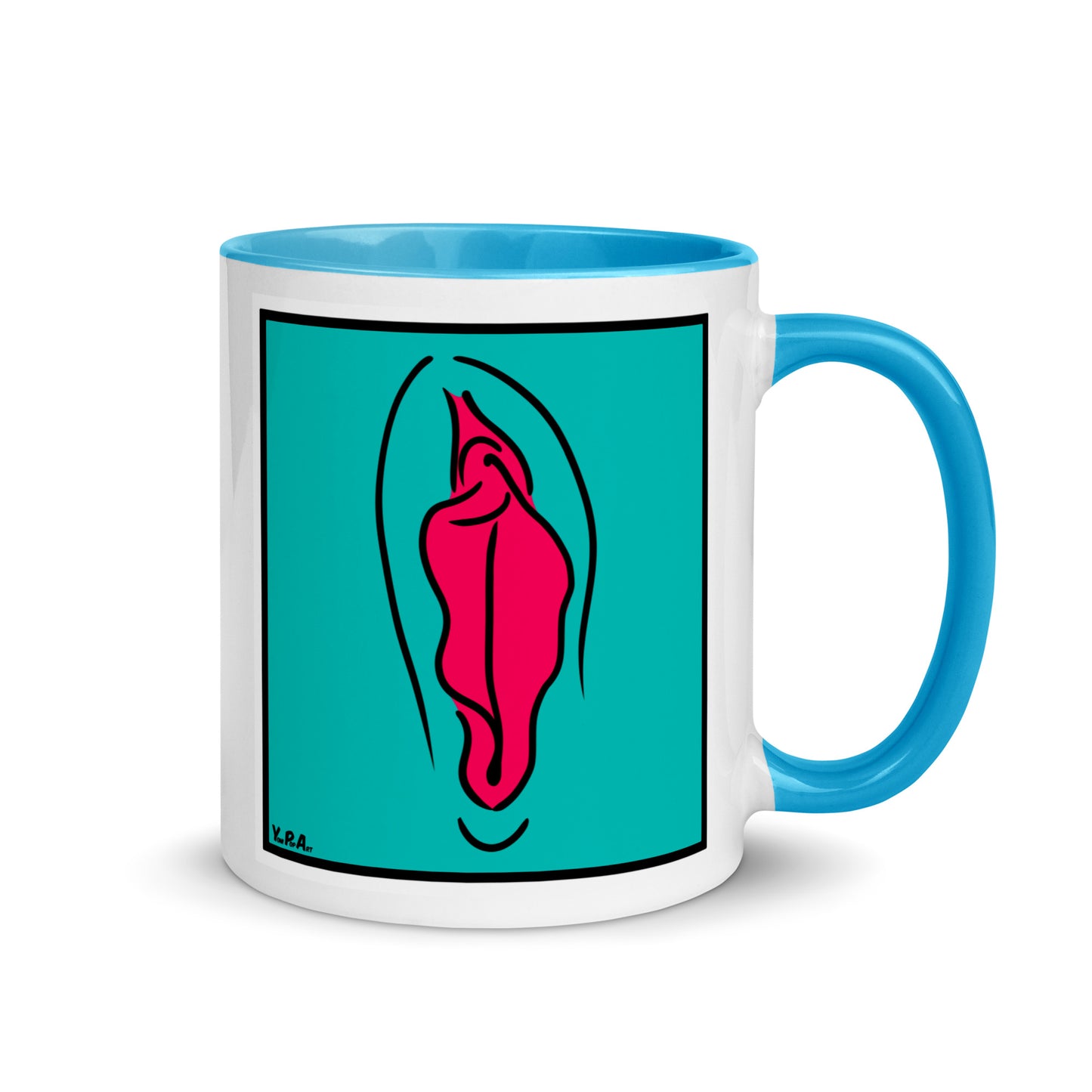 Tasse YoniPopArt "Pink on inverse colour" mit farbiger Innenseite