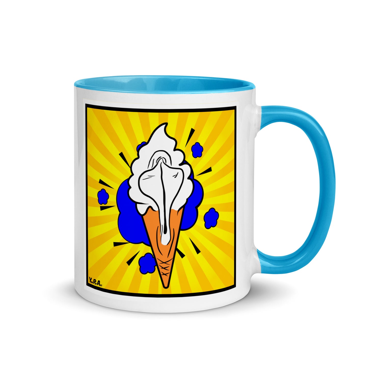 Tasse YoniPopArt "Lick it baby" mit farbiger Innenseite