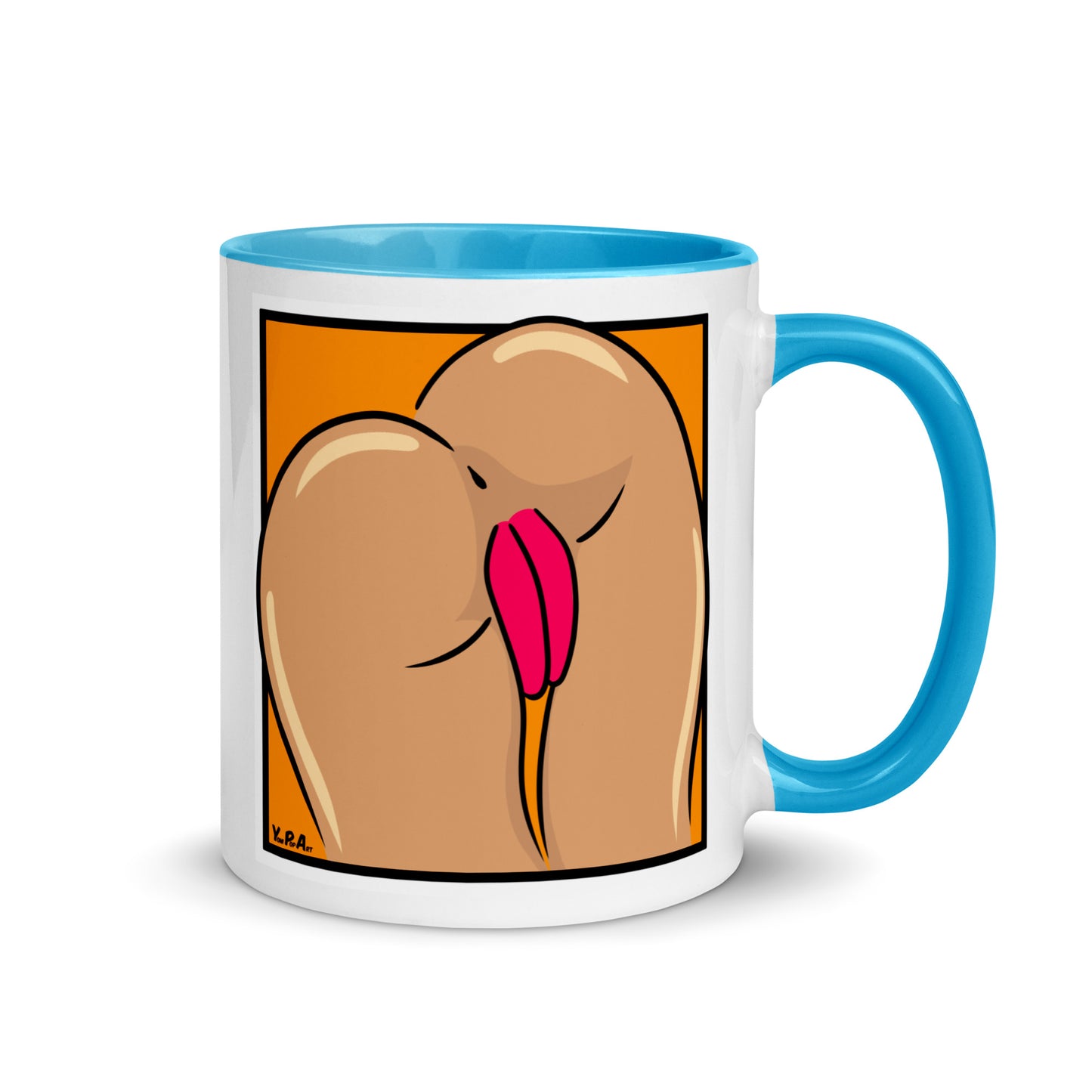Tasse YoniPopArt "Backside #4 on orange" mit farbiger Innenseite