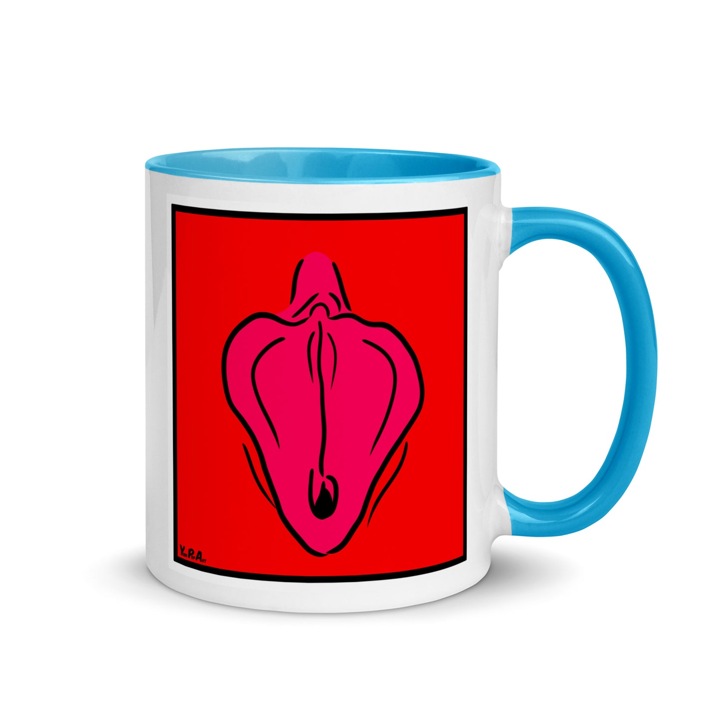 Tasse YoniPopArt "Flaps on red" mit farbiger Innenseite