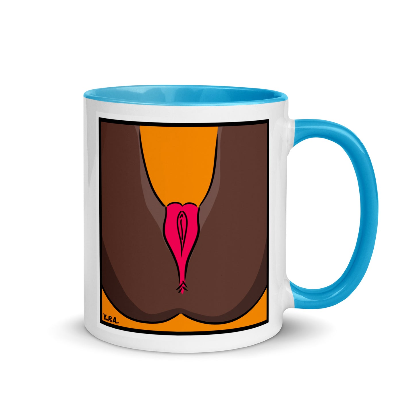 Tasse YoniPopArt "Backside #5 on orange" mit farbiger Innenseite