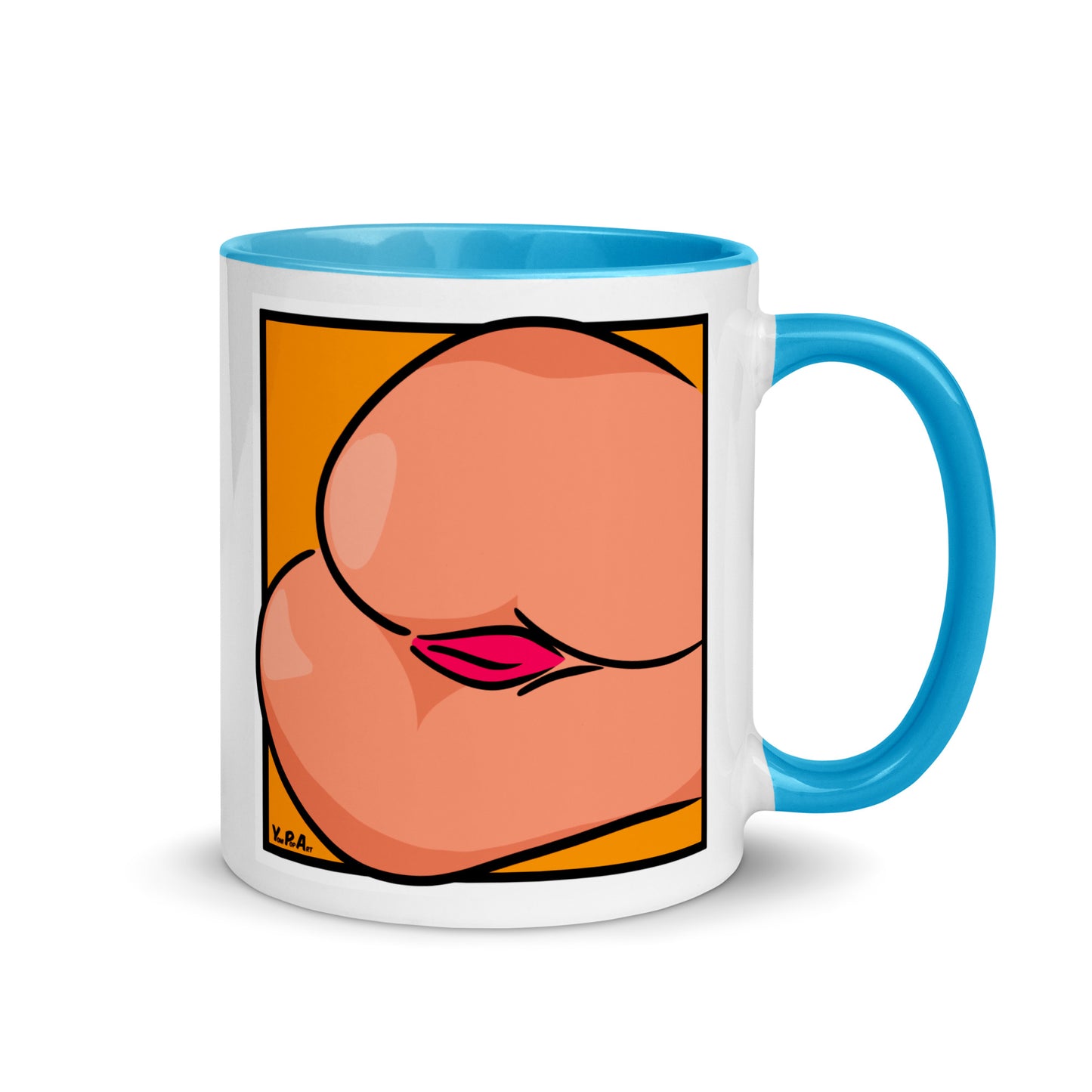 Tasse YoniPopArt "Backside #3 on orange" mit farbiger Innenseite
