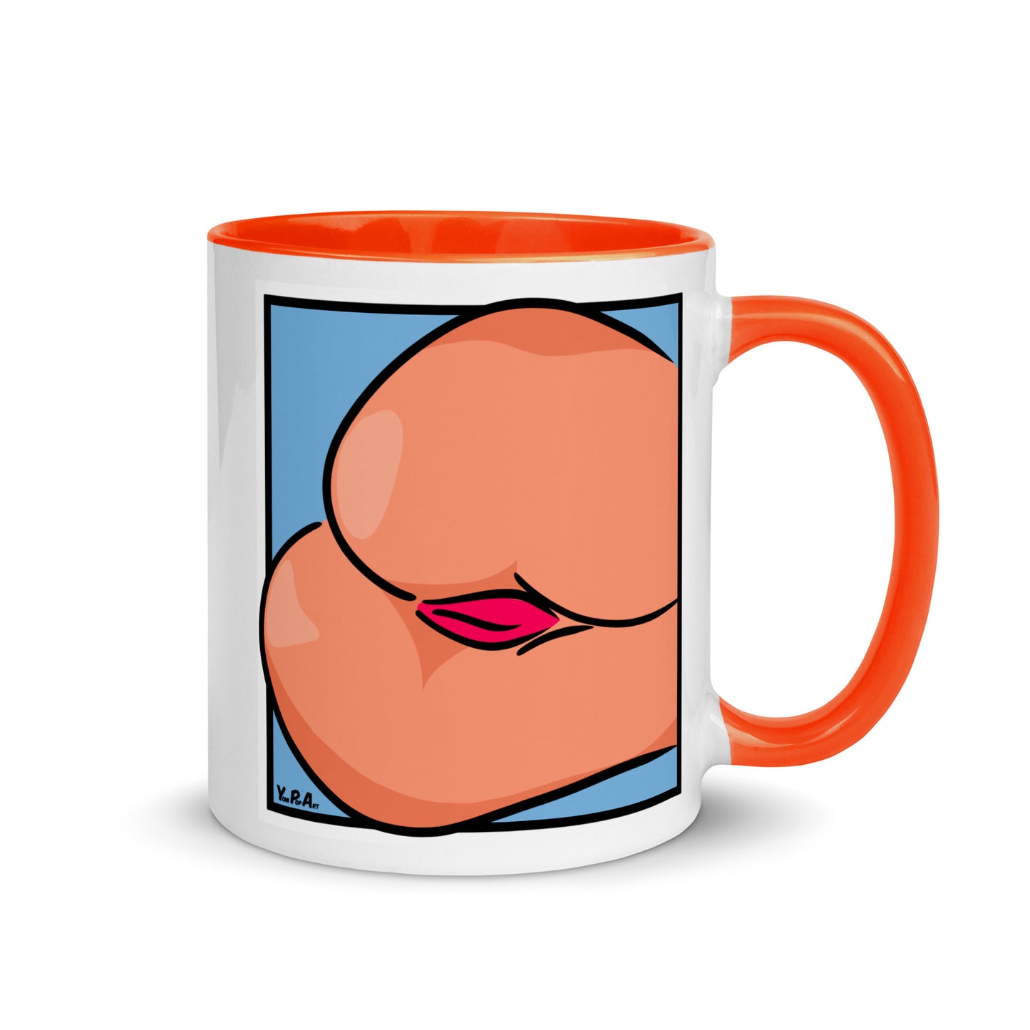 Tasse YoniPopArt "Backside #3 on blue" mit farbiger Innenseite