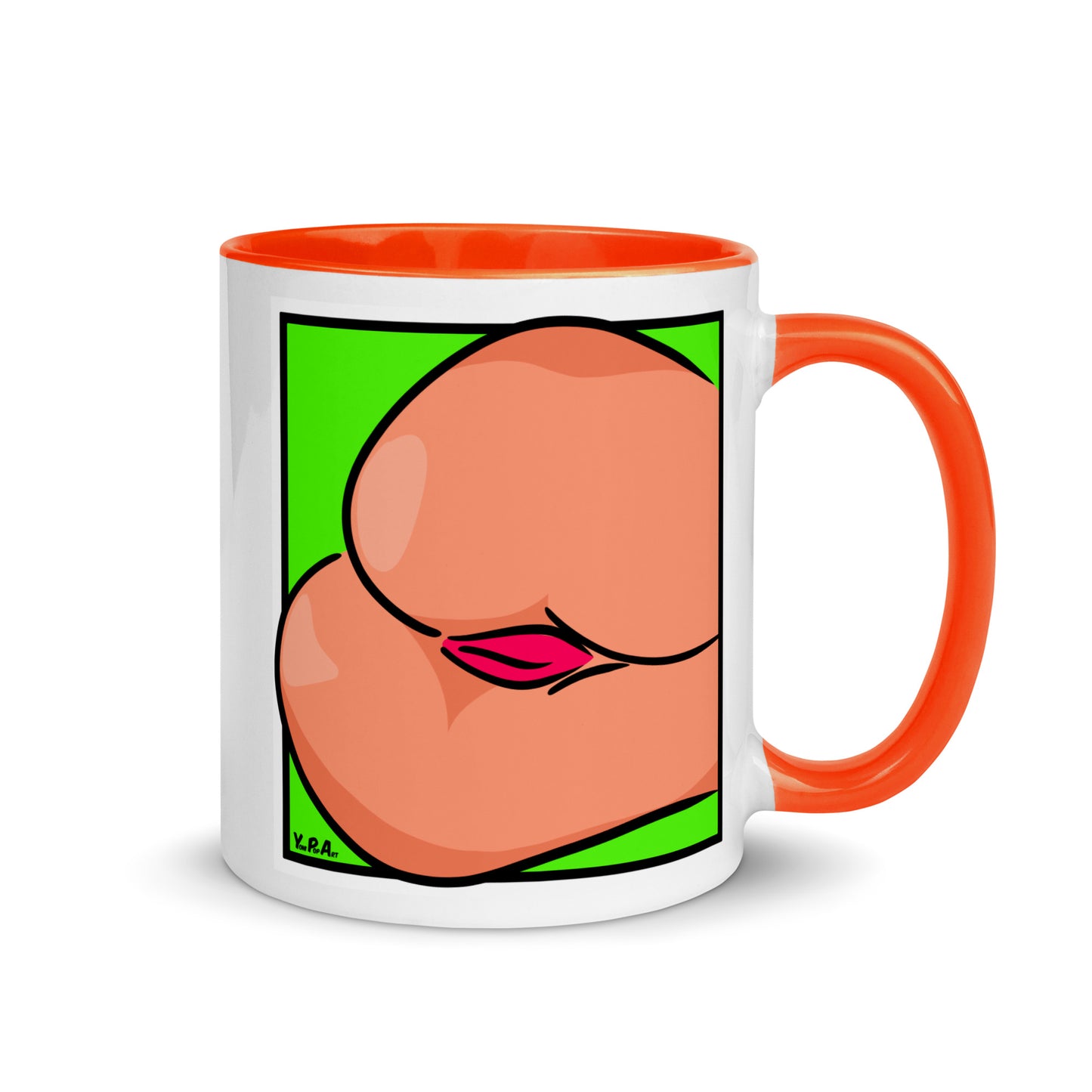 Tasse YoniPopArt "Backside #3 on green" mit farbiger Innenseite