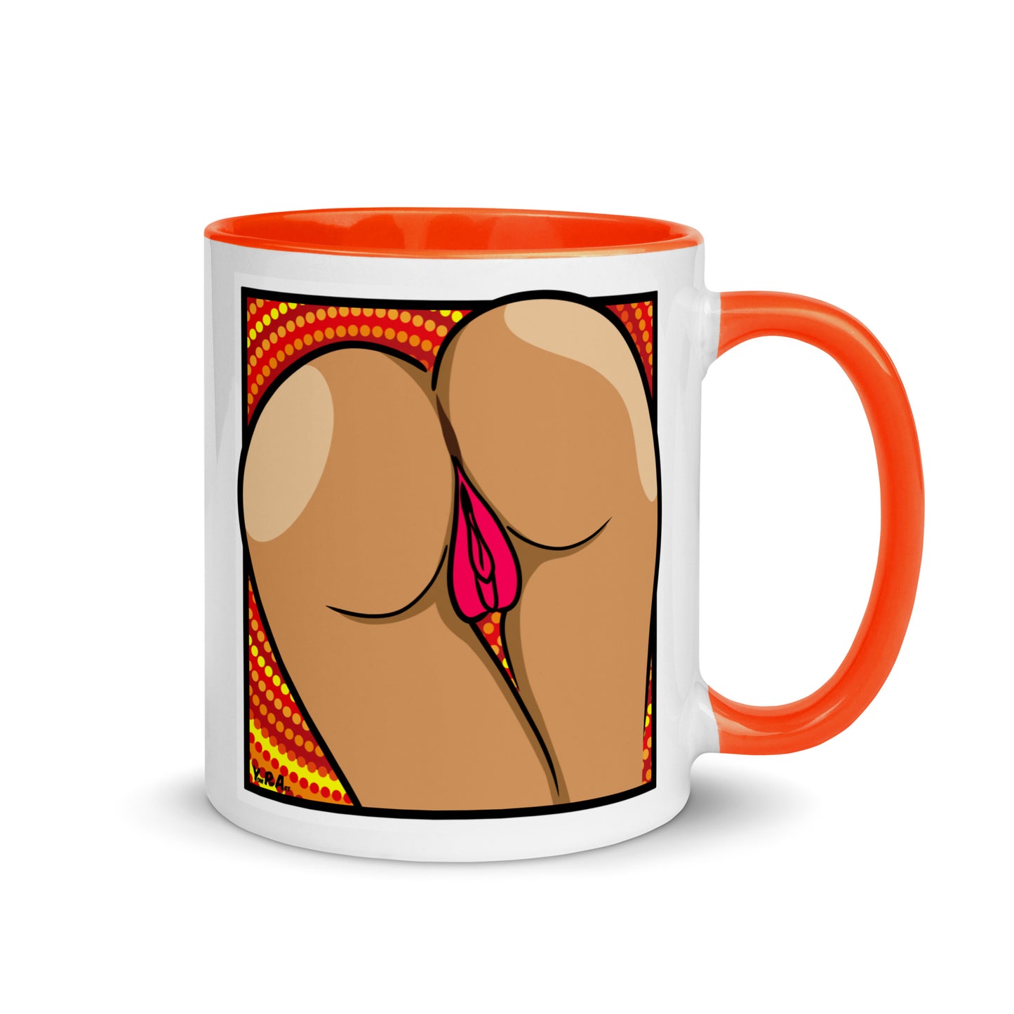 Tasse YoniPopArt "two lips backside" mit farbiger Innenseite