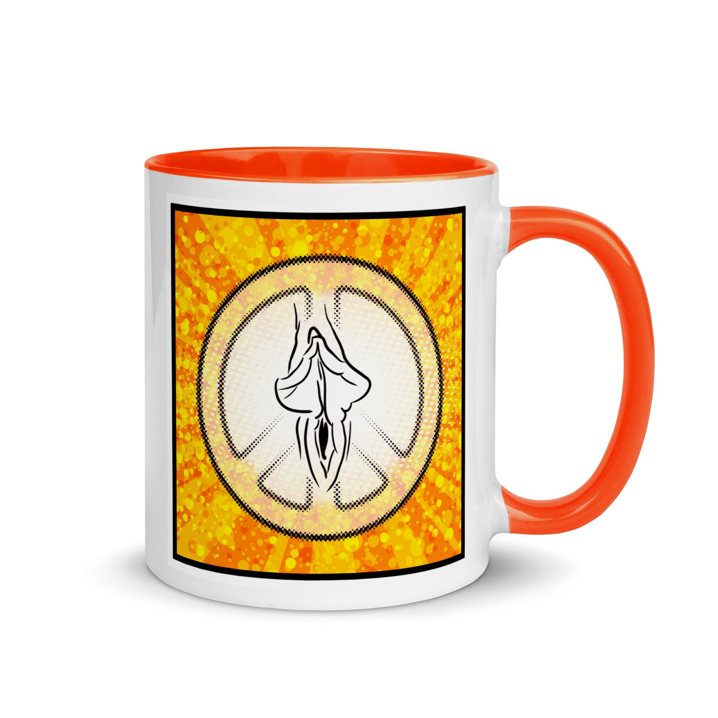 Tasse YoniPopArt "Peace" mit farbiger Innenseite