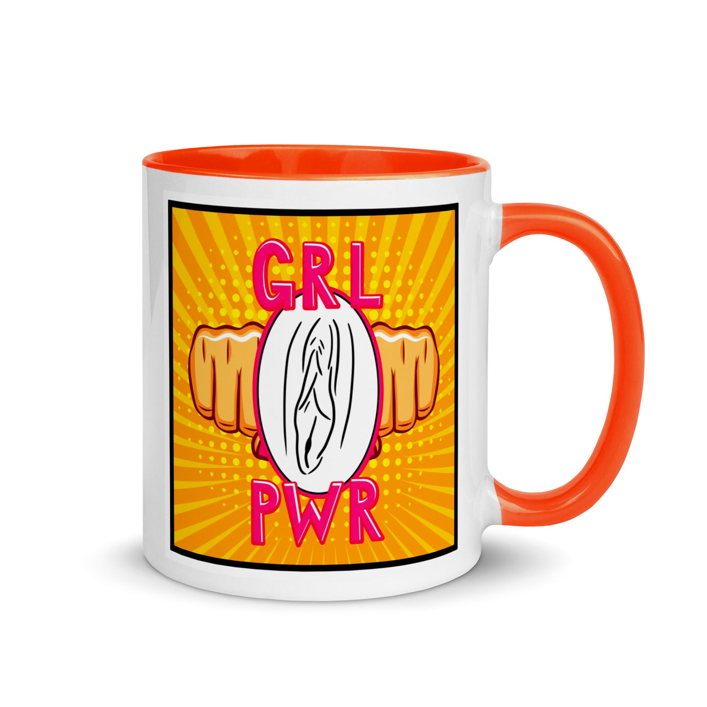 Tasse YoniPopArt "GRLPWR" mit farbiger Innenseite