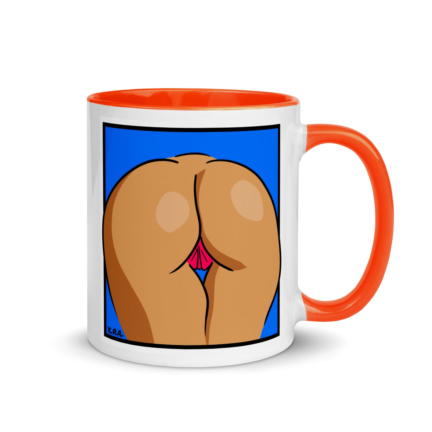 Tasse YoniPopArt "Backside on blue 1" mit farbiger Innenseite