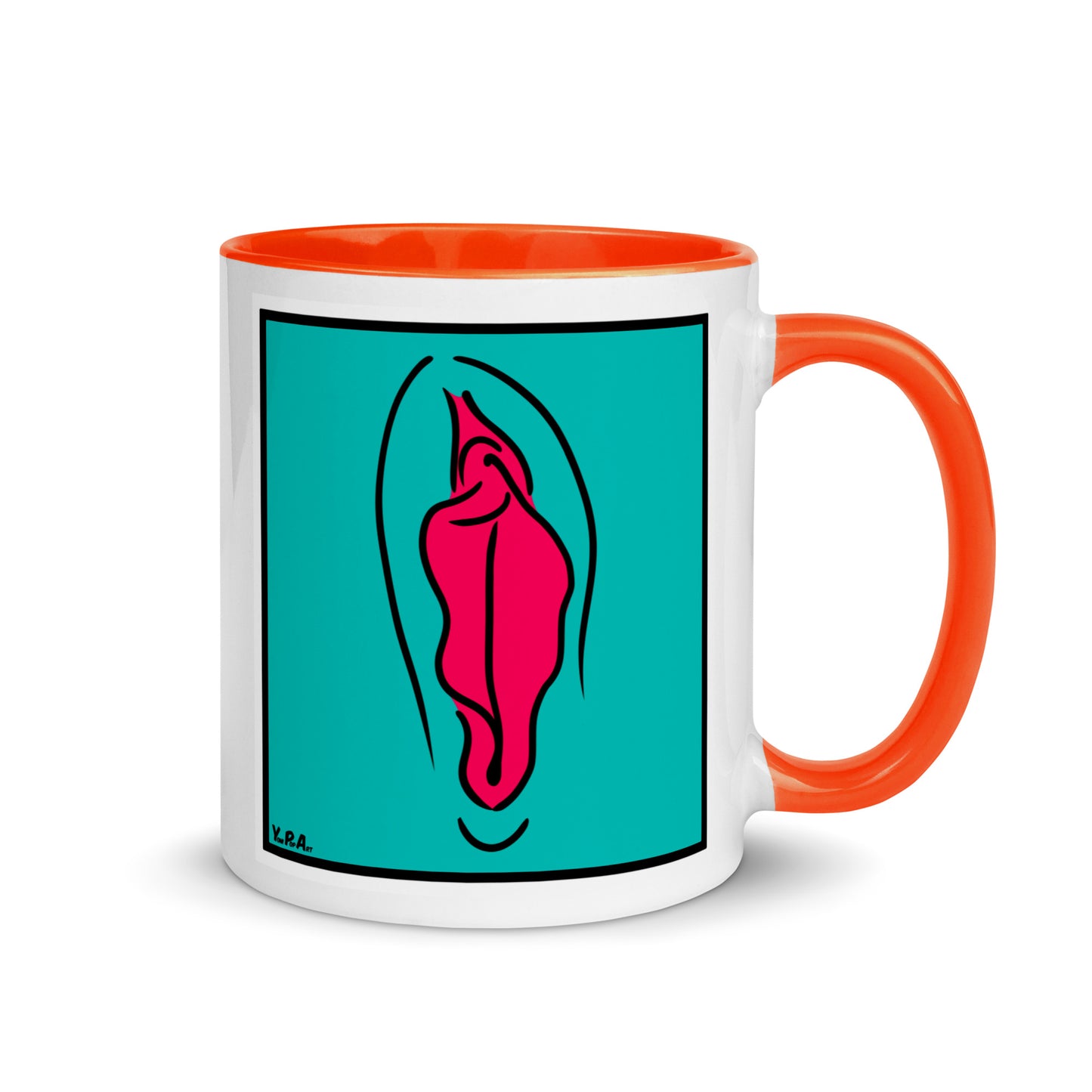 Tasse YoniPopArt "Pink on inverse colour" mit farbiger Innenseite