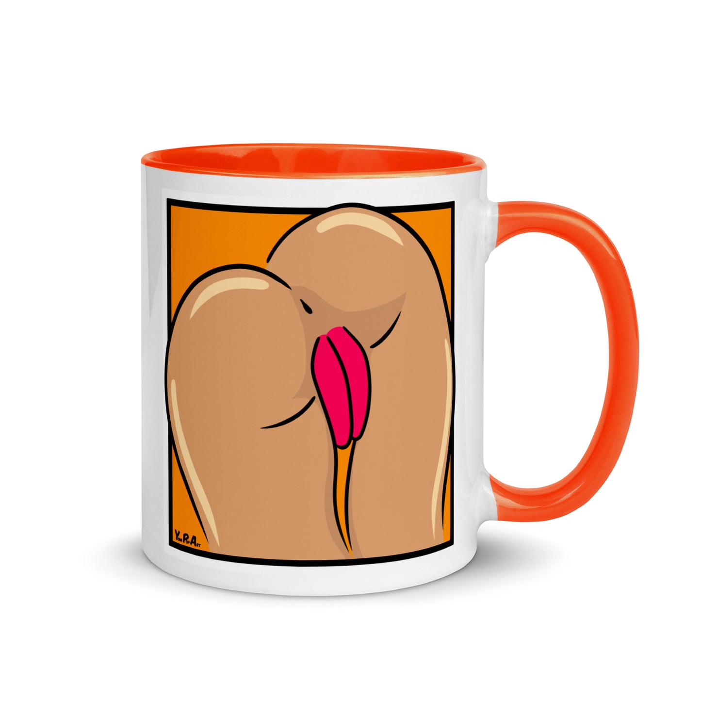 Tasse YoniPopArt "Backside #4 on orange" mit farbiger Innenseite