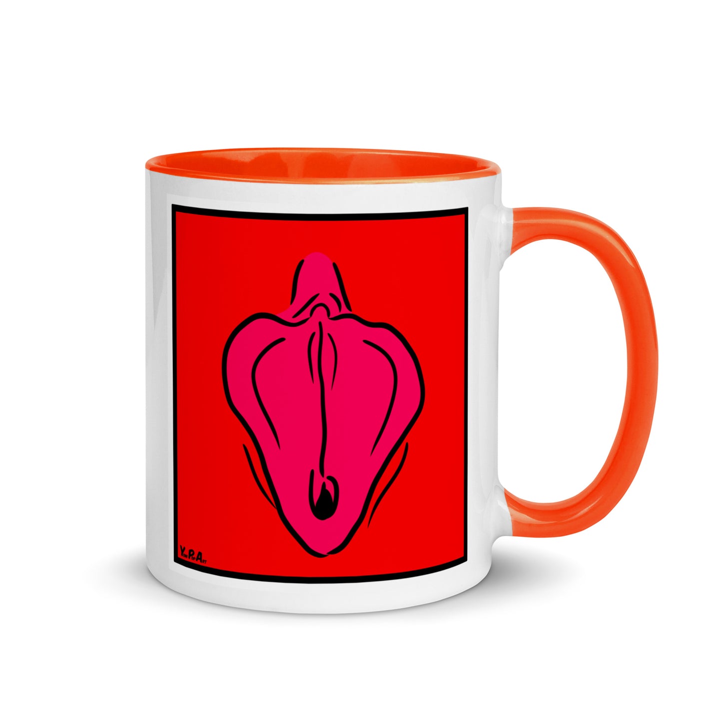 Tasse YoniPopArt "Flaps on red" mit farbiger Innenseite