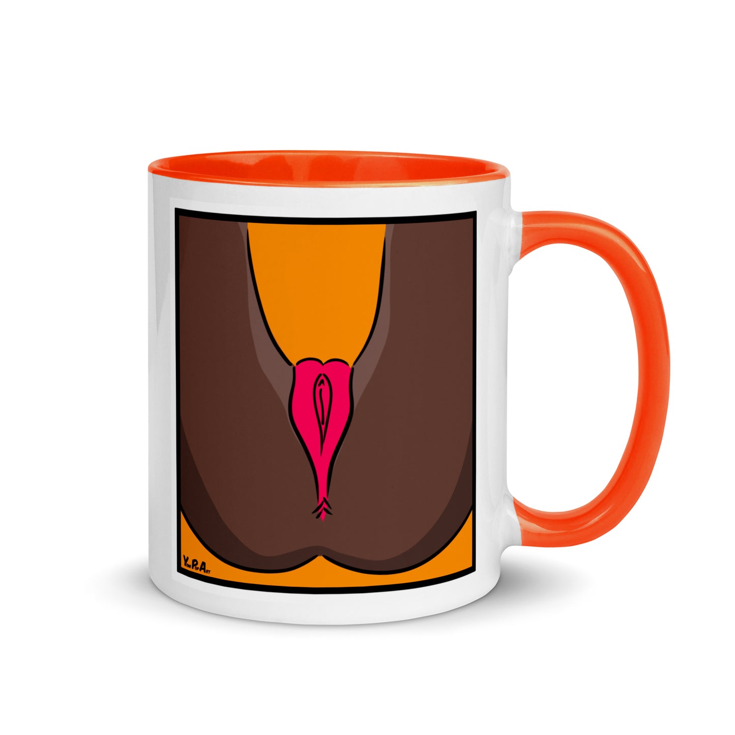 Tasse YoniPopArt "Backside #5 on orange" mit farbiger Innenseite