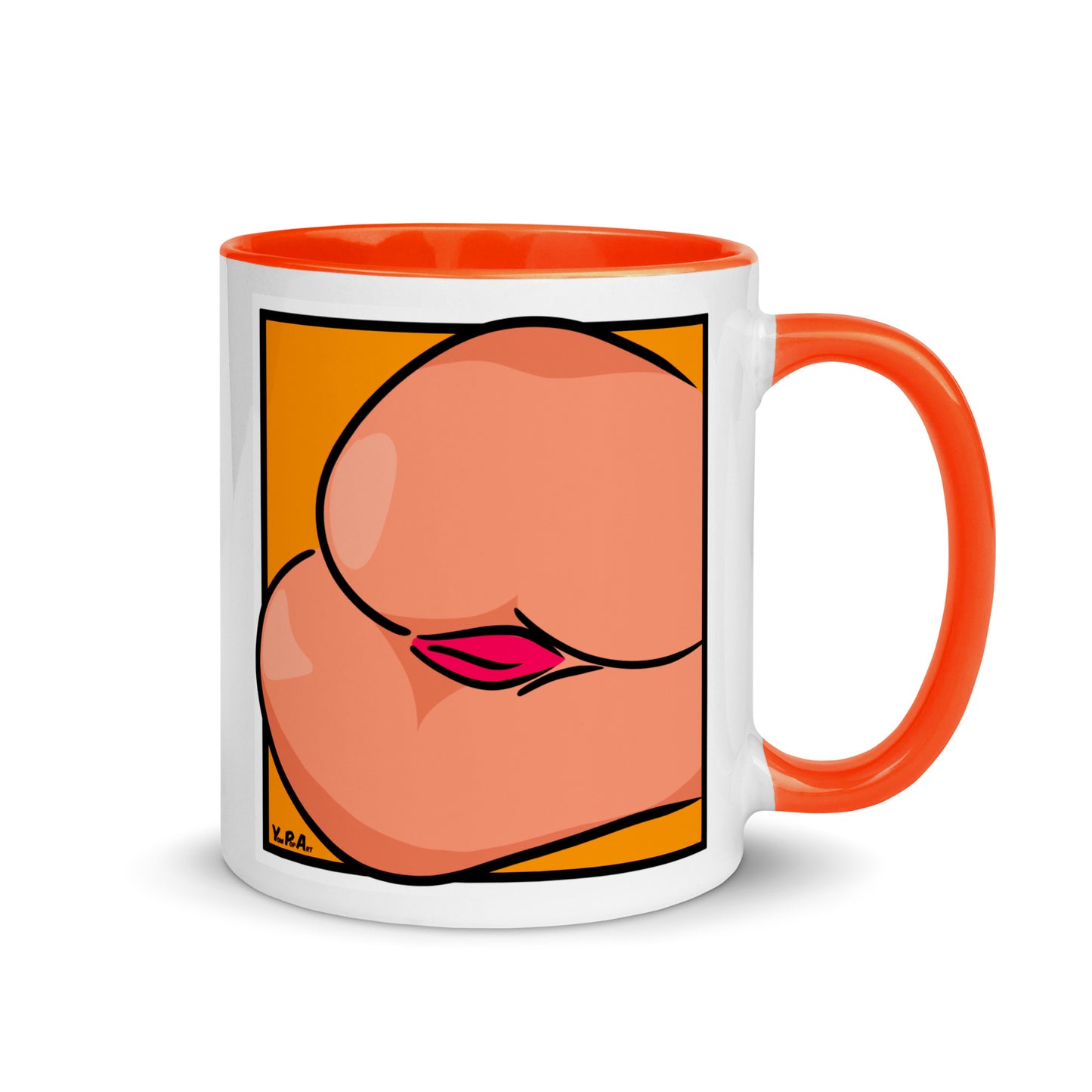Tasse YoniPopArt "Backside #3 on orange" mit farbiger Innenseite