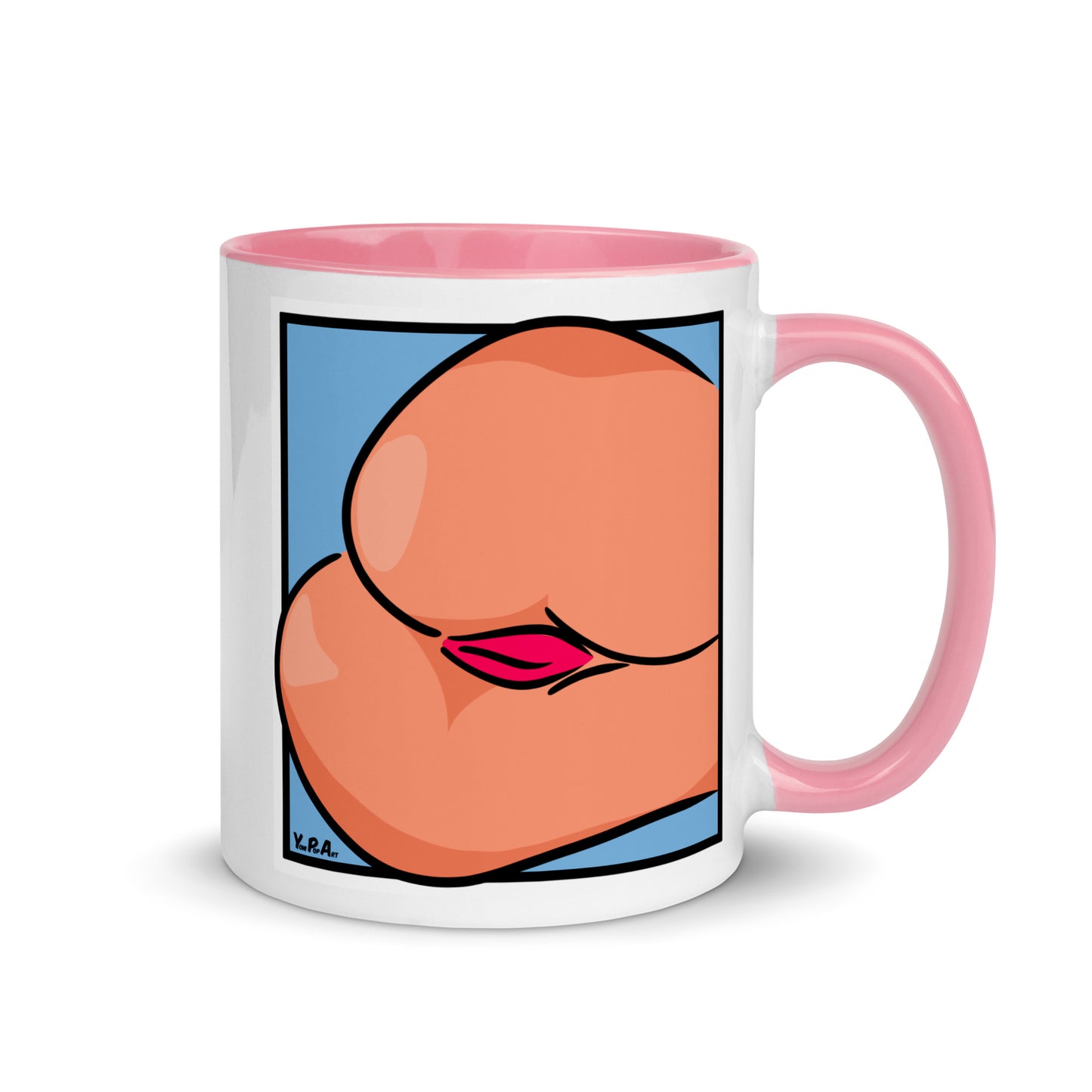 Tasse YoniPopArt "Backside #3 on blue" mit farbiger Innenseite